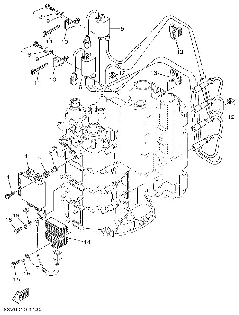 Yamaha F115TR, LF115TR, F115AET, FL115AET ELECTRICAL 1 parts diagram